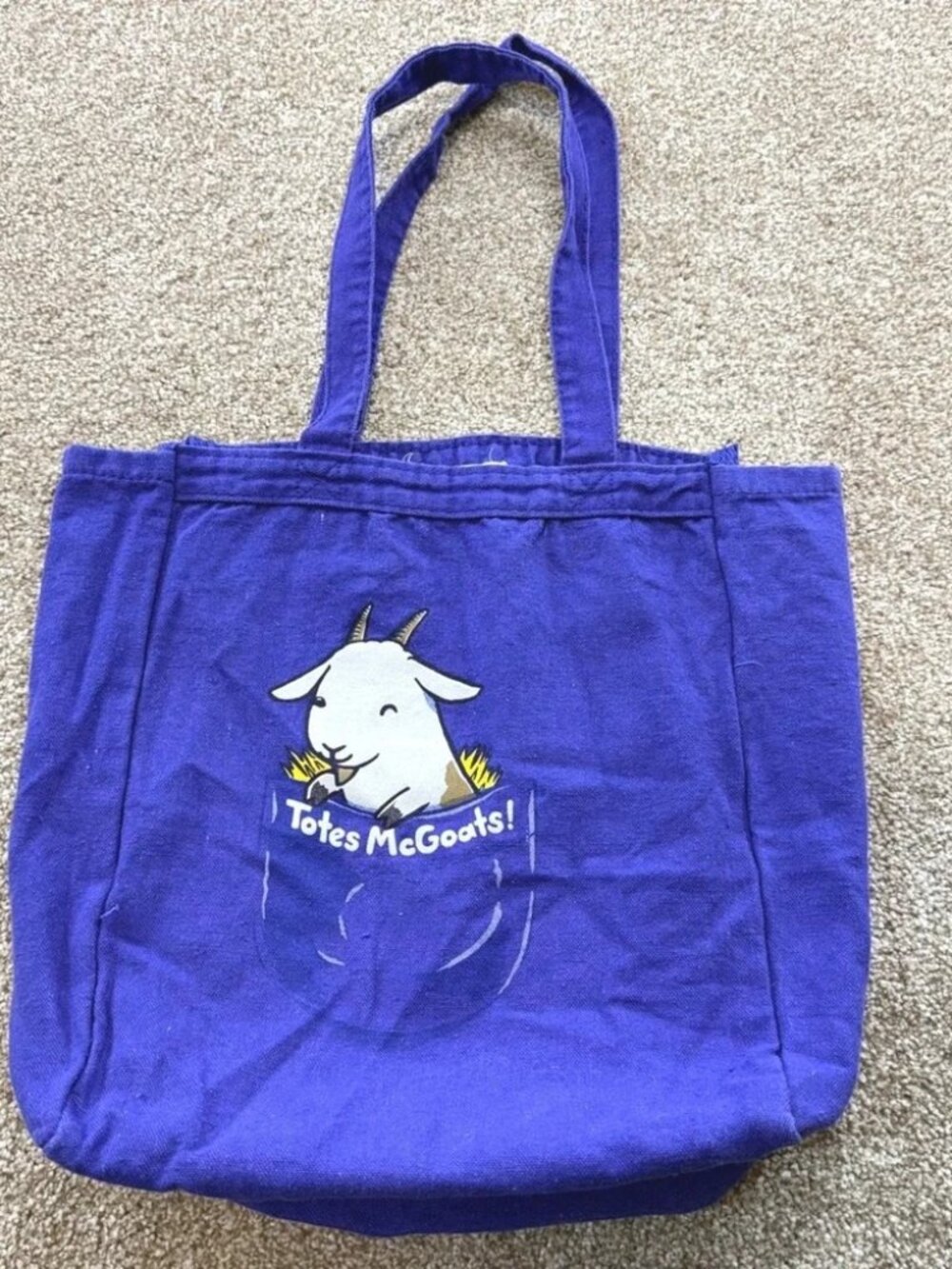 Totes McGoats Purple Canvas Tote Bag Handbag Reusable Grocery Funny Eco Friendly